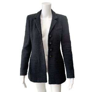 Chanel Tweed Paris-Bombay PF12 Black Textured Cotton Blazer Jacket 2/38